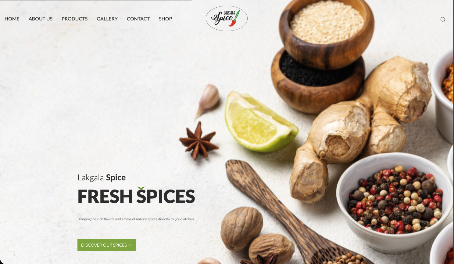 Lakgala Spice ecommerce website